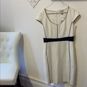 H&M white and black dress, cap sleeve, size 10
